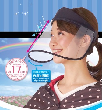 日本热销PC材质高清晰透明遮阳帽 太阳帽 面具型下雨天佩带 挡雨