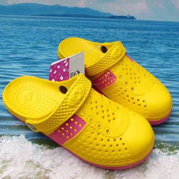 包邮夏季热卖洞洞鞋女款黄色凉拖鞋夏季沙滩鞋洞洞鞋细孔花园鞋