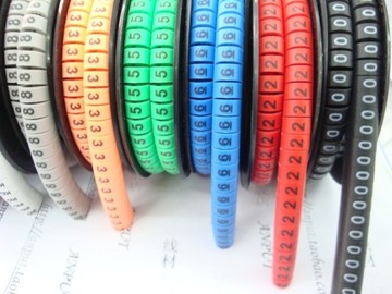 10种颜色彩色线标 EC-5彩色号码管 8-16平方线标志 0~9全套 内齿
