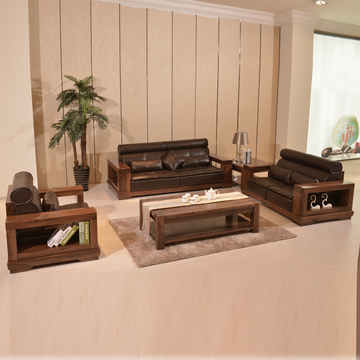 尊贵黑胡桃木沙发 高端实木沙发组合 实木沙发纯实木家具客厅沙发