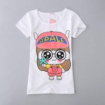 2016夏装新款阿拉蕾T恤女式学生短袖纯棉圆领印花卡通体恤文化衫