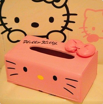 可爱Hellokitty轻松熊纸巾盒KT猫抽纸盒皮革纸巾套家居车载纸巾抽