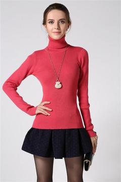 新款韩版修身秋冬装套头女士毛衣半高领纯色针织打底衫长袖羊绒衫