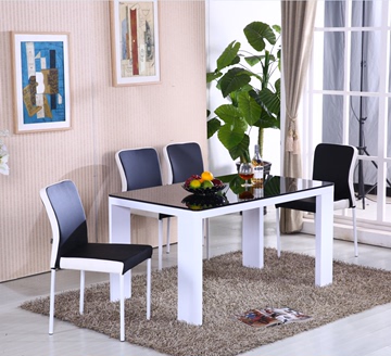 钢化玻璃餐桌椅组合现代简约饭桌白色烤漆实木餐台一桌四椅小户型