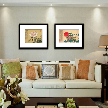 恽寿平现代新中式客厅书房沙发背景墙装饰画宣纸艺术微喷国画有框