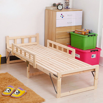 折叠床单人床实木床1.2米午睡床松木床带护栏午休床木板床硬板床