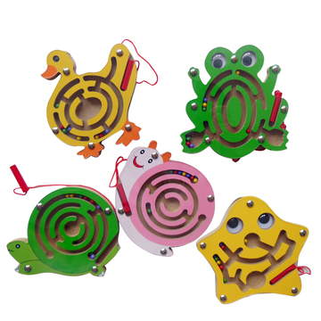 厂家直销批发儿童礼物磁性迷宫运笔走珠木制益智玩具小号动物迷宫
