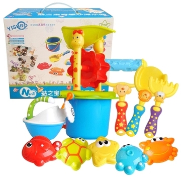 益之宝儿童沙滩玩具宝宝玩沙戏水玩具沙漏豪华礼盒套装（11件套）