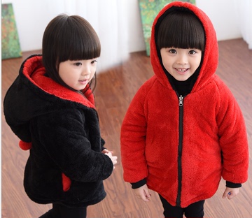2015童装一件代发冬款 韩版新款女童外套可双面穿毛绒加厚外套