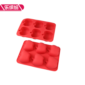 6孔苹果硅胶蛋糕模具 优质烘焙工具 食品级硅胶模具
