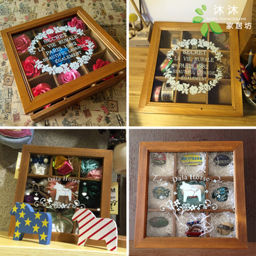 包邮zakka复古桌面收纳盒木质首饰整理储物盒有盖 创意生日礼物