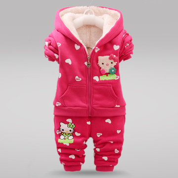 2015新款冬装童装女童运动套装女宝宝加绒加厚幼儿保暖衣服0-4岁