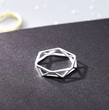 几何戒指女指环s925纯银日韩国个性对戒简约学生创意欧美食指饰品