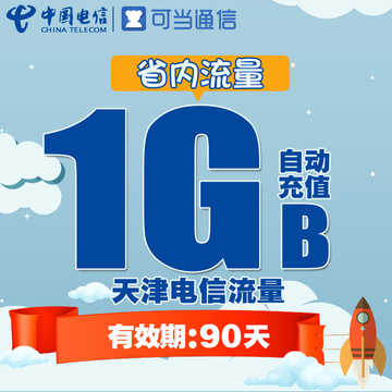 天津电信流量充值卡 本地1G90天3G4G流量可叠加手机上网加油包
