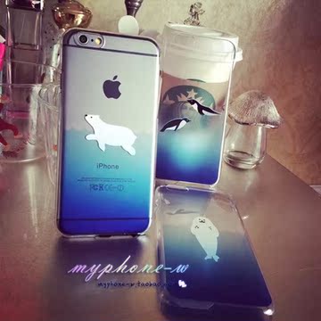 日本原装正版海洋里的动物透明壳 iPhone 6/6 plus北极熊手机壳5S