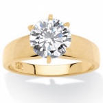 苏联钻（立方氧化锆）银镀18k黄金订婚戒指结婚戒指美国代购45130
