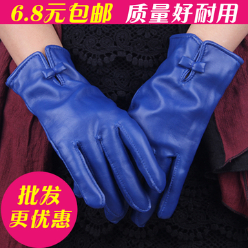 （清仓）冬天季蓝色女士保暖双层加绒防风耐用质量好批发皮手套