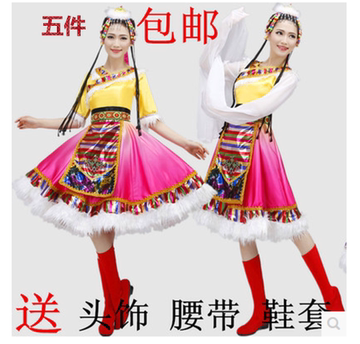 藏族舞蹈服装水袖女少数民族舞蹈服藏袍水袖演出服藏族水袖表演服