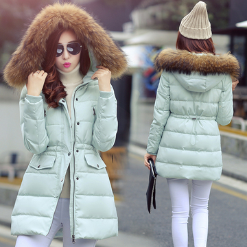 2015冬装新款羽绒棉服中长款韩版棉衣女外套修身显瘦连帽加厚棉袄