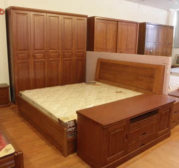 上海 品牌 家具 中式 卧室套装 衣柜 电视柜 实木床 榆木 A08型