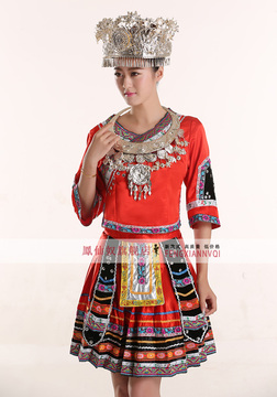 苗族少数民族服装女装土家族舞蹈演出服装壮族瑶族演出服秧歌服