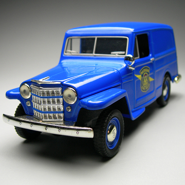 合金车模玩具绝版 1:24 吉普1953 巡逻车储蓄罐 仿真合金车模收藏