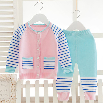 2016新款女童童装春秋款儿童两件套婴幼儿韩版纯棉开衫毛衣套装