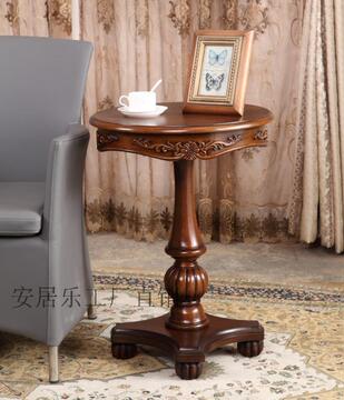 包邮美式沙发边桌实木欧式圆茶几边几角几电话桌小圆桌咖啡桌