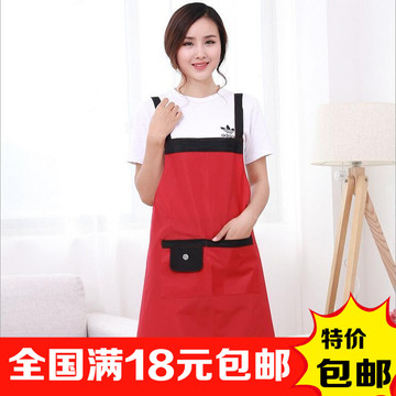 1885韩版肩带无袖家居围裙 简约时尚防水防油成人厨房罩衣