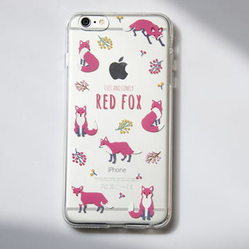 苹果iPhone6s plus 可爱绘画红狐狸手机保护壳套tpu透明软5s韩
