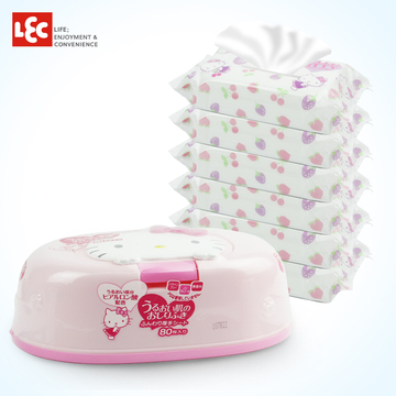 日本LEC HelloKitty 超润肤婴儿湿巾量贩装560抽 原装进口