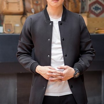 韩版中长款修身男士太空棉夹克衫青年加厚大码棒球服休闲潮男外套