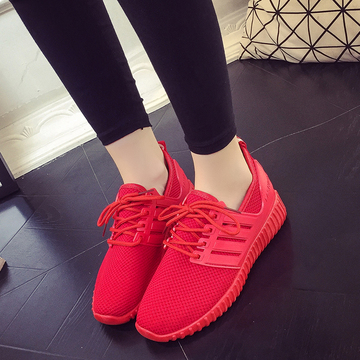 小红鞋女椰子鞋透气网鞋女夏休闲运动鞋女平底系带跑步鞋学生韩版