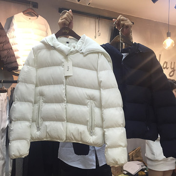 2015冬新款韩国2day正品女装棉服短款带帽棉衣纯色棉袄外套棉上衣
