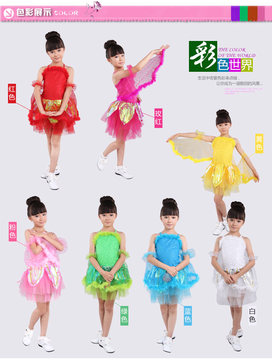 新款女童虫儿飞演出服儿童舞台表演小蝴蝶带翅膀舞蹈服装