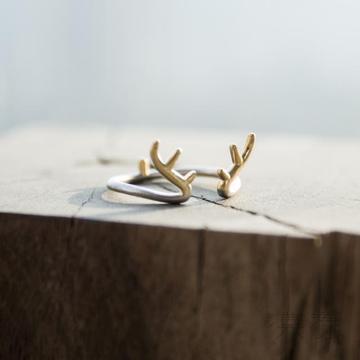 「漠源」纯银饰品 原创 麋鹿角开口戒指 女 新年 送礼物 情人节