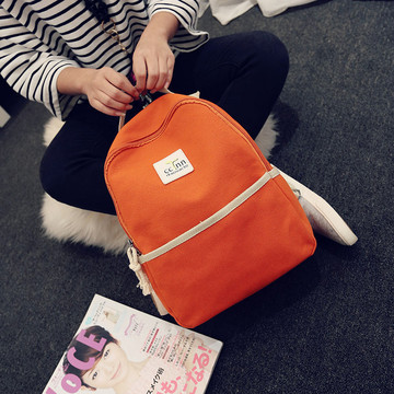 日韩版原宿书包时尚潮流中学生双肩背帆布包纯色旅行女包学院风包