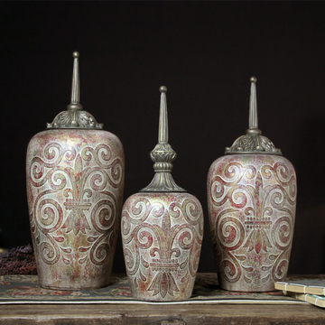 欧式复古陶瓷储物罐子创意客厅美式摆件带盖家居装饰品玄关收纳罐
