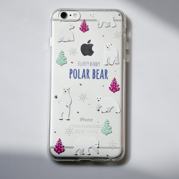 苹果iPhone6s plus 可爱绘画北极熊手机保护壳套tpu透明软