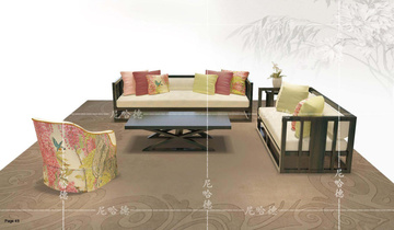 新中式实木家具沙发 样板房售楼部大堂洽谈沙发 复古中式家具组合