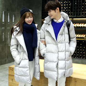 2015冬季新款韩版情侣装羽绒棉袄男女保暖加厚中长款连帽情侣外套