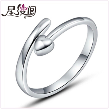 星缕间永恒之环925纯银戒指环 韩国版爱心语 开口戒指 女式 心形