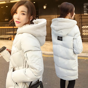 2015冬季新款韩版女式羊羔毛直筒大码宽松加厚保暖羽绒服女中长款