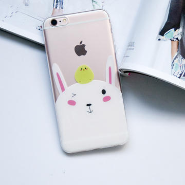 苹果iPhone6s plus 可爱小白兔子透明卡通手机壳套tpu软全包