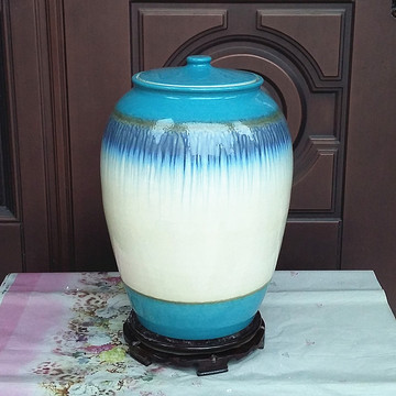 6省包邮景德镇陶瓷带盖米缸米桶茶叶罐零食容器瓷器瓷罐防虫防潮