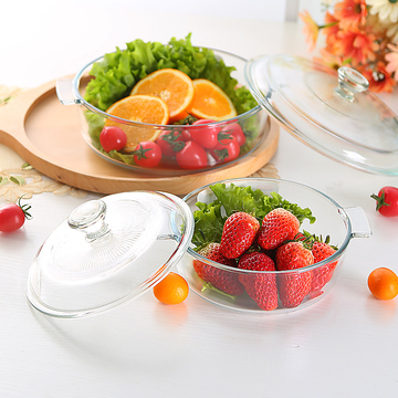 家用透明圆形玻璃碗水果碗泡面碗汤碗耐热耐高温 微波炉烤箱适用