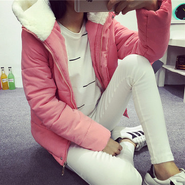 冬装2015新款韩版修身棉衣外套女潮学生长袖棉袄加厚保暖羊羔毛服