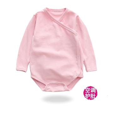 婴儿双层护肚连体衣纯棉宝宝秋装睡衣哈衣新生幼儿3个月0-1岁长袖