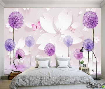 现代简约花朵无缝墙纸壁画客厅背景墙电视3d4D5D壁纸卧室墙布壁布