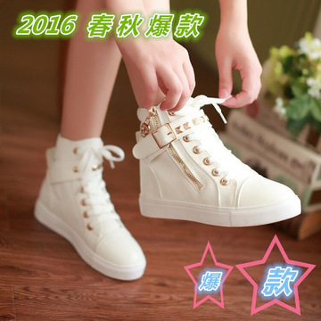 同款小白鞋女学生布鞋平底休闲板鞋女韩版潮白色高帮帆布鞋秋冬季